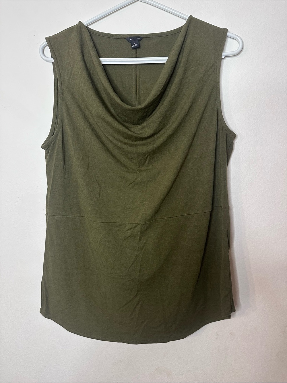 Ann Taylor Olive Green Sleeveless Cowl Neck Top